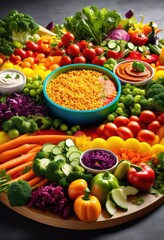 Wall Mural - colorful vegetable platters various dips vibrant party spread, rainbow, lgbtq, lgbt, pride, love, equality, appetizer, snack, assorted, fresh, healthy