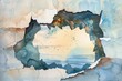 © Fotograf - A colorful watercolor illustration of a hole in a wall, perfect for decorating or design projects