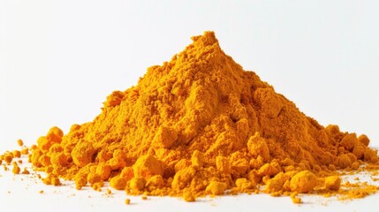 Wall Mural - A pile of yellow powder sits on a white surface, with no other objects in sight