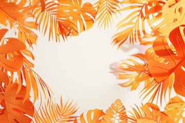 Wall Mural - A collection of colorful tropical leaves with intricate patterns and shapes