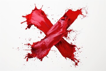 Poster - A messy splattering of bright red paint on a clean white surface, great for art or design projects