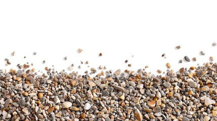 Poster - A pile of rocks and gravel on a white surface, suitable for use as a decorative element or in a still life composition