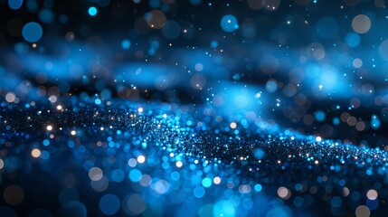 Wall Mural - Blue Particles with Stars. Bokeh Shiny Particles Loop Animation.