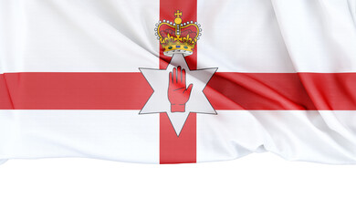 Wall Mural - Flag of Northern Ireland (Ulster Banner) on white background with copy space below. 3D rendering