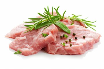 Poster - Uncooked pork fillet on white backdrop separated