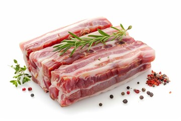 Poster - Uncut pork belly on white background