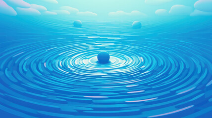 blue spheres ripple outwards