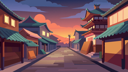 chinese temple in the morning Vector Illustration 