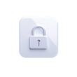 © EmBaSy - 3D White Padlock Icon on a Square Button