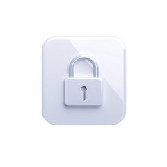 3d white padlock icon on a square button
