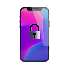 Wall Mural - phone with lock icon on screen