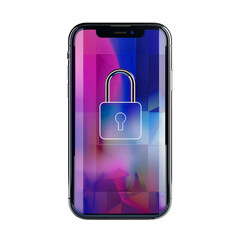Wall Mural - locked smartphone with abstract background