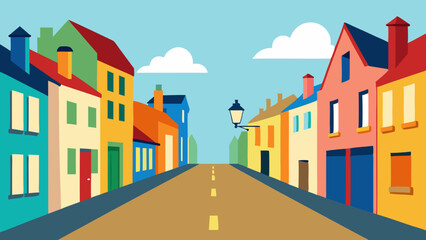 Poster - colorful street in the city Vector Illustration 