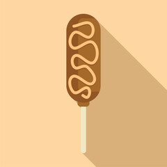 Canvas Print - Delicious chocolate covered frozen banana with a long shadow on a beige background