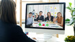 © mangpor2004 - Video conference, Work from home, Asian woman making video call to business team with virtual web, Contacting asia colleague by conference on computer, Coworker talking on web