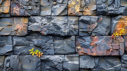 Textured stone wall background, showcasing the rugged surface and natural color variations. , Minimalism,