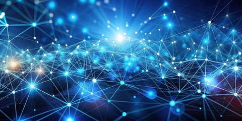Abstract digital background with generated graphics and network connections, artificial intelligence, computer science