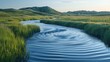 © DARIKA - Flowing water texture with gentle currents and swirling patterns, illustrating fluid dynamics. , Minimalism,