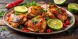 © Sujid - Chicken thighs roasted to perfection with a zesty blend of paprika and lime, served hot and juicy, chicken thighs, roasted