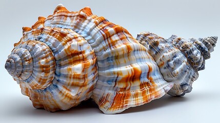 Isolated colorful seashell on white background, highlighting its unique and beautiful design.