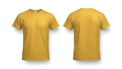Wall Mural - A yellow t-shirt with a plain design, shown from the front and back views