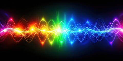 Poster - Colorful, vibrant pulse wave of light , vibrant, colorful, pulse, wave, light, abstract, spectrum, energy, flow, movement