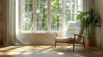 Wall Mural - Relaxing Sunlit Living Room with a Comfy Chair
