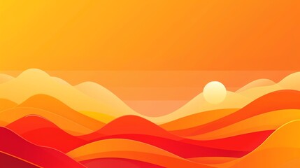 Wall Mural - Ochre minimalist background with space above for text flat design side view warmth theme cartoon drawing Splitcomplementary color scheme