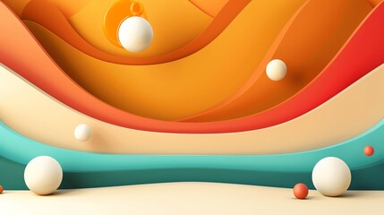 Wall Mural - Beige minimalist background with space above for text flat design front view art theme animation Triadic Color Scheme