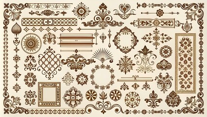 large collection of decorative vector design elements and page decoration (2) - borders, corners, frames, dividers, labels, ornaments and headpieces