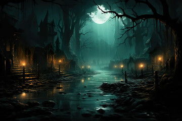 Wall Mural - Forest of the Melancholic Mist: Enchanted Whispers Await Fantasy  wallpaper