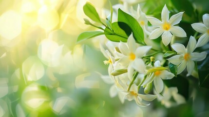 Wall Mural - Close up image of crape jasmine plant. Generative AI