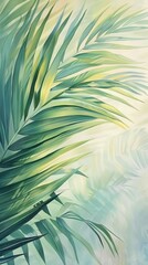 Wall Mural - Palm leaves with soft light effect, nature background. Tropical concept