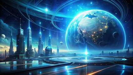 Canvas Print - Futuristic world with advanced technology , future, world, technology, innovation, development, modern