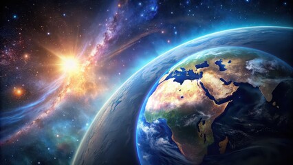 Wall Mural - a breathtaking view of planet earth against the backdrop of a stunning galaxy , earth, planet, galax