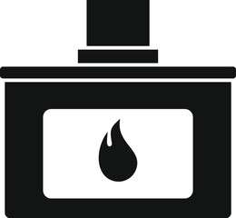 Sticker - Black silhouette of a modern fireplace burning with a chimney