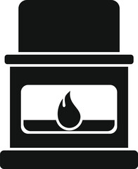 Poster - simple black silhouette of a fireplace burning, providing warmth and a cozy atmosphere