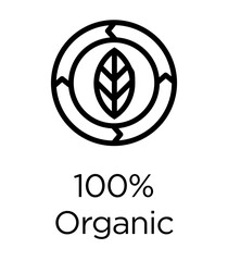 Wall Mural - 100% organic line icon