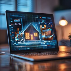 Wall Mural - a laptop screen shows a house with a house on it