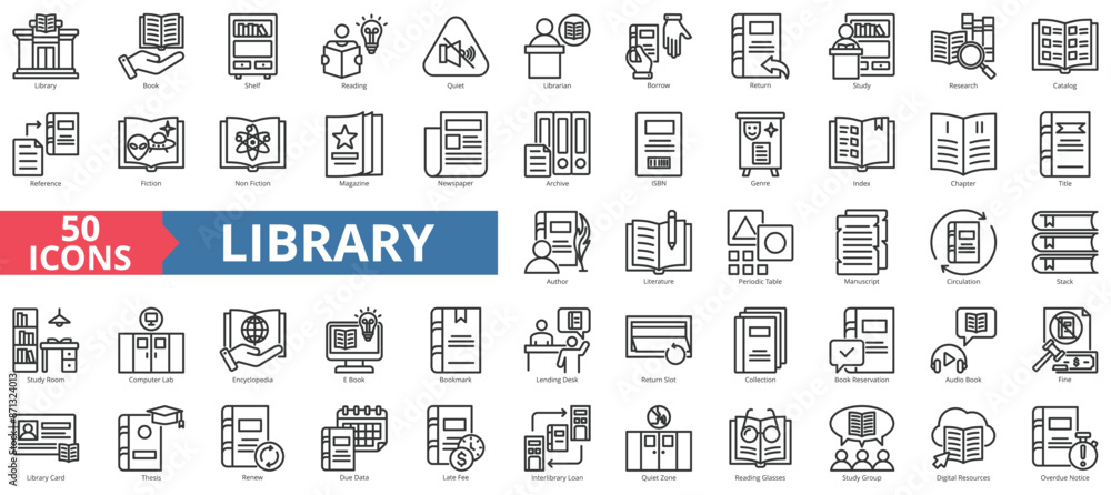 Library Request Form Image Icon Library icon collection set. Containing book, shelf, reading, quiet ...