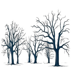 spooky trees isolated on a transparent background halloween element, isolated PNG background.