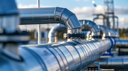 Wall Mural - Pipelines in a natural gas power plant. 