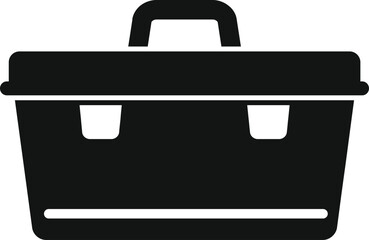 Poster - Black silhouette of a plastic tool box for storing and carrying instruments, isolated on a white background