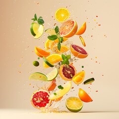 Citrus Explosion with Splashing Water