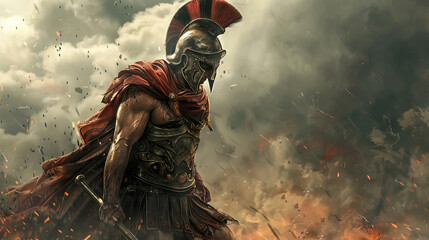 Gladiator mastering the art of skilled combat training. Fantasy  wallpaper