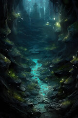 Wall Mural - Glimmering Glade: Enchanted Hidden Cave Awaits Discovery Fantasy  wallpaper