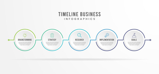 Wall Mural - timeline infographics with icons. modern presentation template with 5 steps for business process. we
