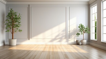 Minimalist Room with Sunlight and Greenery