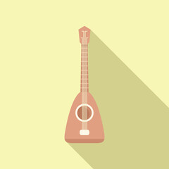 Sticker - Pink mandolin musical instrument icon casting long shadow, isolated on light yellow background