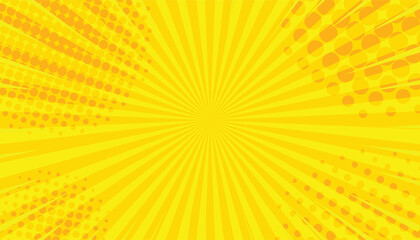 Poster - Yellow abstract background. comic sunburst effect background with halftone. sales banners, events, ads, web and pages